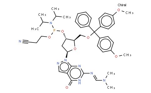 500891-26-9 | 5'-O-(4,4'-DIMETHOXYTRITYL)-N2-DIMETHYLAMINOMETHYLENE-8-AZA-7-DEAZA-2'-DEOXYGUANOSINE, 3'-[(2-CYANOETHYL)-(N,N-DIISOPROPYL)]PHOSPHORAMIDITE