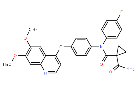 134050 | 849217-68-1 | N-(4-((6,7-Dimethoxyquinolin-4-yl)oxy)phenyl)-N-(4-fluorophenyl)cyclopropane-1,1-dicarboxamide