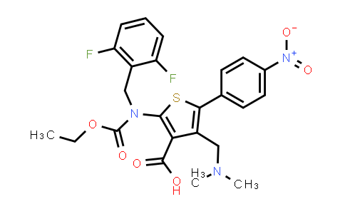 2-((2,6-difluorobenzyl) (ethoxycarbonyl) amino) -4-((dimethylamino) methyl) -5- (4-nitrophenyl) thiophene-3-carboxylic acid