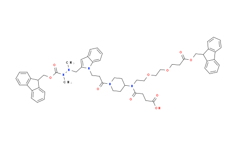 12-(1-(3-(2-((2-(((9H-fluoren-9-yl)methoxy)carbonyl)-1,2-dimethylhydrazineyl)methyl)-1H-indol-1-yl)propanoyl)piperidin-4-yl)-1-(9H-fluoren-9-yl)-3,13-dioxo-2,6,9-trioxa-12-azahexadecan-16-oic acid