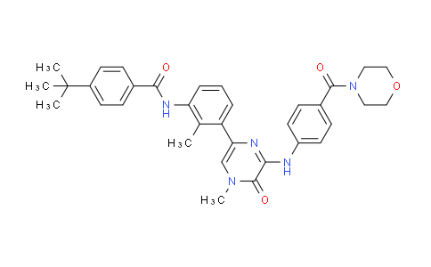 4-(tert-butyl)-N-(2-methyl-3-(4-methyl-6-((4-(morpholine-4-carbonyl)phenyl)amino)-5-oxo-4,5-dihydropyrazin-2-yl)phenyl)benzamide