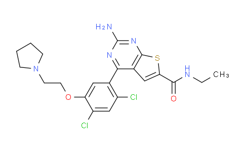 2-amino-4-(2,4-dichloro-5-(2-(pyrrolidin-1-yl)ethoxy)phenyl)-N-ethylthieno[2,3-d]pyrimidine-6-carboxamide