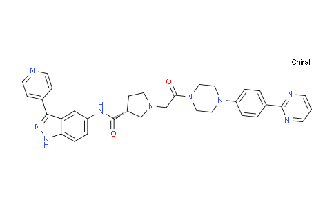 (R)-1-(2-oxo-2-(4-(4-(pyrimidin-2-yl)phenyl)piperazin-1-yl)ethyl)-N-(3-(pyridin-4-yl)-1H-indazol-5-yl)pyrrolidine-3-carboxamide