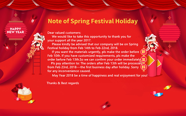 Notice of Spring Festival Holiday