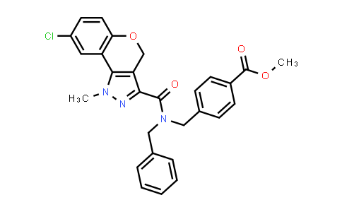Benzoic acid, 4-[[[(8-chloro-1,4-dihydro-1-methyl[1]benzopyrano[4,3-c]pyrazol-3-yl)carbonyl](phenylmethyl)amino]methyl]-, methyl ester