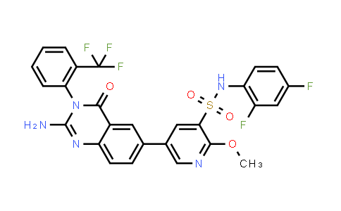 5-{2-Amino-4-oxo-3-[2-(trifluoromethyl)phenyl]-3,4-dihydro-6-quinazolinyl}-N-(2,4-difluorophenyl)-2-methoxy-3-pyridinesulfonamide